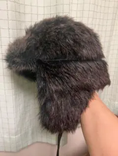 ブラウンファー耳あて付きフライトキャップ