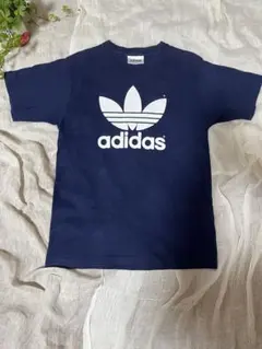 ☆adidas／アディダス☆王道！濃紺Tシャツ・前後トレフォイルロゴ☆ Lサイズ