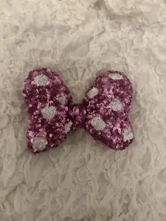 ミニー　ヘアゴム　リボン スパンコール ピンク