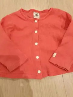 プチバトー　ピンク リブ編みカーディガン 67cm