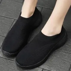 レディース カジュアルスニーカー、通気性メッシュスリッポンスポーツシューズ、軽量