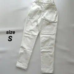 イーザッカマニアストアーズ　ホワイト　デニム　パンツ　エアパンツ　テーパード　S