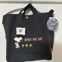 スヌーピー刺繍トートバッグ 色　　黒に近いチャコールグレー