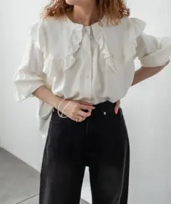 mystic 襟フリルブラウス