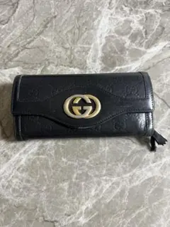 ⁠【訳あり・お得】GUCCI グッチ マイクロGG シマ 二つ折り長財布 黒のサムネイル