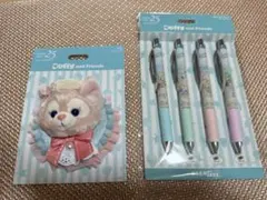 ダッフィーフレンズ リーナベル　ぬいぐるみクリップ　ボールペンセット