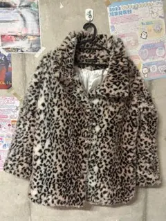 ピンクヒョウ柄ファーコート　平成ギャル　y2k レトロ