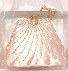 IGIN♥ ビーズ ピンク サテン パールピンク パーティーバッグ コンパクト