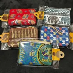 アジアン雑貨 象柄　新品、未使用　小物・小銭入れ ポーチ☆⑤