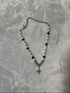 パールビーズ ネックレス ブラック ホワイト