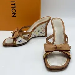 ルイヴィトン　モノグラム　マルチカラー　白 サンダル ウェッジソール　23.5㎝