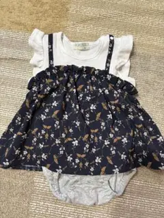 花柄ロンパース　80 紺