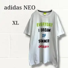 アディダスネオ Tシャツ O XL 白 英字 ビッグプリント 綿100%のサムネイル