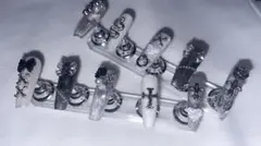 ネイルチップ ジェルネイル 地雷 痛ネイル 黒 白 紫