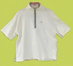 ホワイト ハーフジップ ポロシャツ