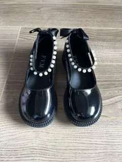 フォーマルシューズ ブラック リボン付き 21cm