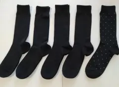 黒とドット柄のクルーソックス 5足セット　紳士用靴下セット ⑩