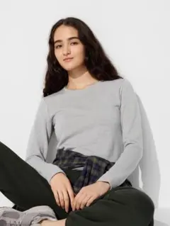 ユニクロ超極暖ヒートテッククルーネックT　XLグレー新品