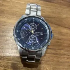 SEIKO 남성용 시계 크로노 그래프 블루 문자판 동작 미확인 고장·부품용
