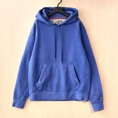 ラッセル　スウェット　パーカー　古着　プルオーバー　ブルー　ラグラン　青