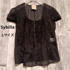 Sybilla　シビラ　シアーブラウス　Lサイズ　黒　ブラック　コットン100%のサムネイル