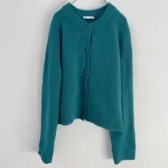 GU 【L】ニットカーディガン グリーン系 クルーネック ショート丈 羽織り