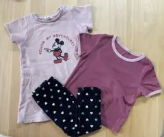 【3点】ミッキーTシャツ・ズボンセット 90サイズまとめ売り　女の子　ビームス