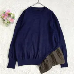 【美品】BARNYARDSTORM キルティングニットプルオーバー S ネイビー