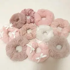 ふわふわ もこもこ シュシュ 10点