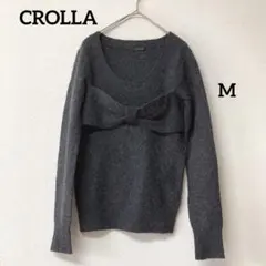 CROLLA クローラ　ニット　セーター　リボン　アンゴラ　おしゃれ　グレー　M