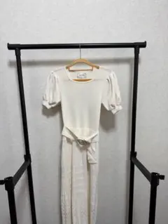 アイボリー 半袖 ニットワンピース S 春服