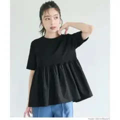 coca コカ クルーネックドッキングカットソー ブラック Sのサムネイル