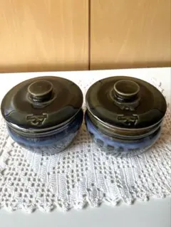 ケーニヒスクローネ✴︎陶器の蓋付き保存容器✴︎小壺2個組✴︎絶妙サイズで使い方色々です
