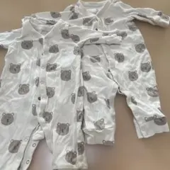 クマプリント コットンロンパース 2枚セット