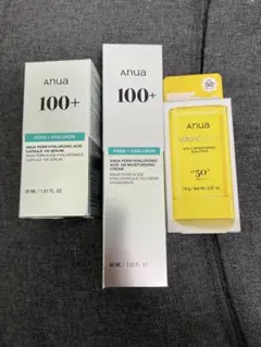 anua PDRN美容液、PDRNクリーム、日焼け止めスティック