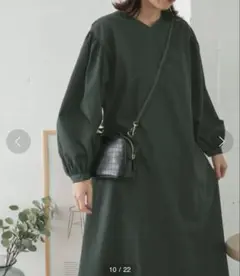 DOORS ドアーズ ◆ギャザースリーブAラインワンピース　グリーン