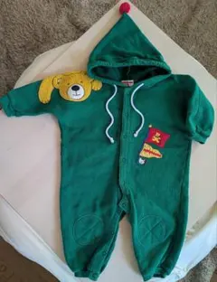 【MIKI HOUSE 】フード付きロンパース カバーオール 80 緑