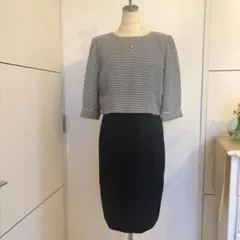 美品AKRIS(アクリス)ドッキングワンピース七分袖/ロング/ボーダーのサムネイル