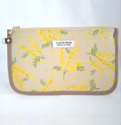 通帳ポーチ　ハンドメイド　ミモザ