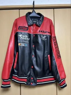 レザー風スタジャン 赤と黒