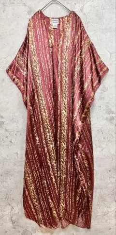USヴィンテージ ランジェリー ストライプ サテン 豹柄 ロングドレス