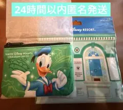 ディズニー パークチケット柄ポーチ ドナルド