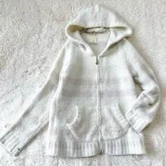 ジェラートピケ　パーカ　モコモコ　ジップ　ボーダー　フード　フリースルームウェア