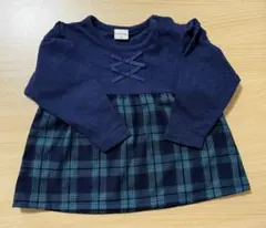 【SIMPLEFREE】 ネイビー チェック柄 ワンピース 90