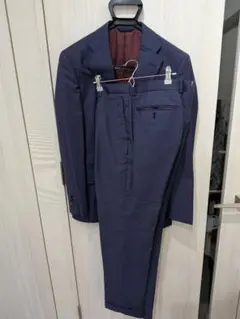 【麻布テーラー】ネイビー チェック柄 ビジネススーツ