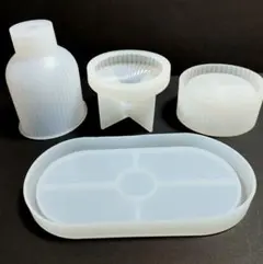 ３個 花瓶 カップ トレー シリコンモールド シリコン型 石膏　道具　型　素材