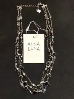 ANNA LUNA 3連ネックレス　スクエアストーン　黒　青　クリスタルのサムネイル