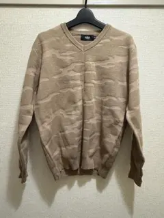 AZUL by moussy シャドウカモ柄メンズニット(ベージュ)(Mサイズ)のサムネイル