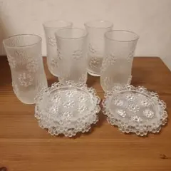 アデリアレトロ　ガラス製グラスとプレート5個セット