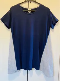 HEART MARKET ネイビー ストライプ 半袖チュニックTシャツ